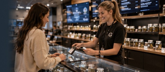 Cannabis dispensary retail counter — operations imagery placeholder, sourced from client mockup